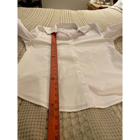 Time and Tru  Womens Blouse Size Large Top Classic White  Fitted Button Down - Picture 10 of 11